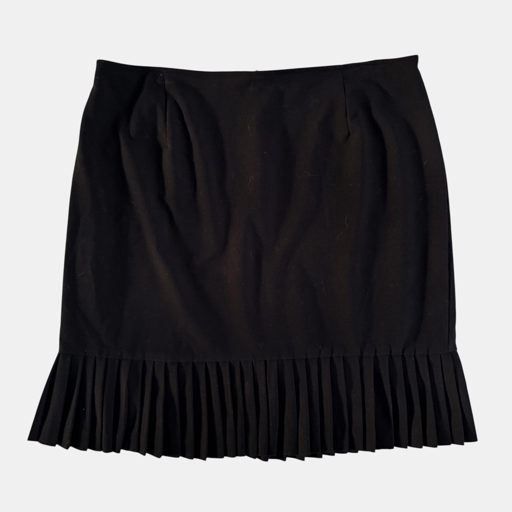 VTG Briggs New York Black Pleated Ruffle Hem Mini Skirt sz 12 vintage 90s Y2K